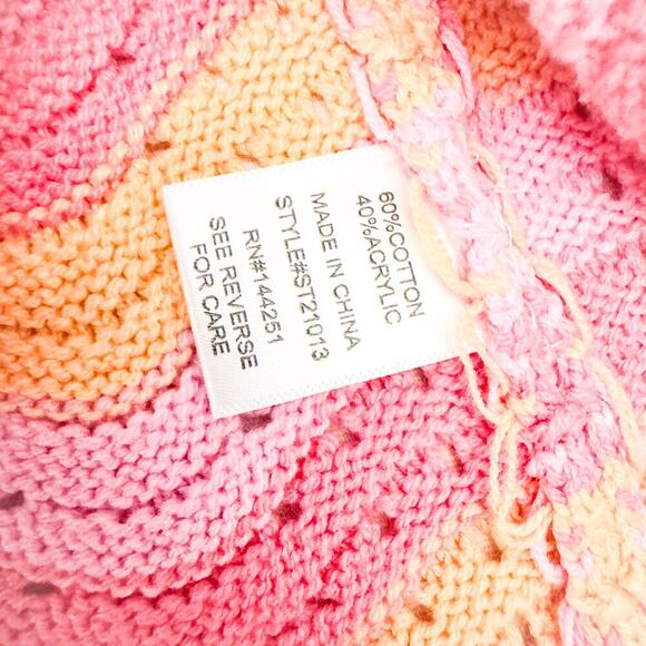 Sincerely Jules Crotcheted Short Sleeve Striped Cardigan Top Size Medium - Picture 3 of 5